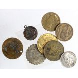 Tokens & Medalets (8) 19th-20thC including imitation spade guineas, Victory copper etc.