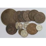 China (13) 19th-20thC milled coinage, silver minors noted.