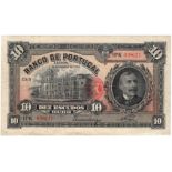 Portugal 10 Escudos dated 13th January 1925, portrait E. de Queiroz at right, serial 1PK 09837,