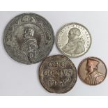 Papal Medals (4) medieval bulla to 19thC bronze and white metal.