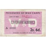 Prisoner of War camps note issued during WW2 for 2 Shillings and 6 Pence, R.A.F. Station Melksham