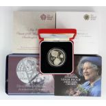 GB Silver Proof Crowns / Five Pounds (5) 1997, 2001 "Victoria", 2002 "Memorial", 2015 "