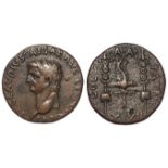 Claudius copper as of c.25mm of Patras, Achaea, reverse:- Legeionary eagle between two standards,