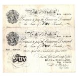 Beale 5 Pounds (2), a pair of white notes dated 1950 and 1952, (B270, Pick344) pinholes, small tears