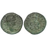 Caracalla colonial bronze of Serdica, Thrace, of c.30mm., reverse:- Coiled upright serpent, with a