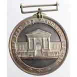 British School Medal, unmarked silver d.42mm: 'Hackney Free and Parochial Schools' / 'The Gift of