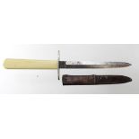Ladies Garter Dagger with leather scabbard, stiletto blade. Sheffield maker, c1880's