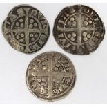 Edward I Pennies (3) Durham Mint: S.1408 Class 9b1 F/GF, S,1408 Class 9b2 Fine, and S.1409 Class