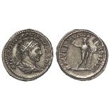 Caracalla silver antoninianus, reverse:- Sol, Sear 6777, dark toned, NEF