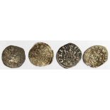 Edward I Farthings (4) London Mint: S.1445A Class 3d/e Fine, S1445A Class 3g Fine, S.1446 Class 3g