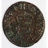 Charles I ''Richmond'' copper farthing Type 7, oval flan, obverse legend CARO starts at 7 o'clock,