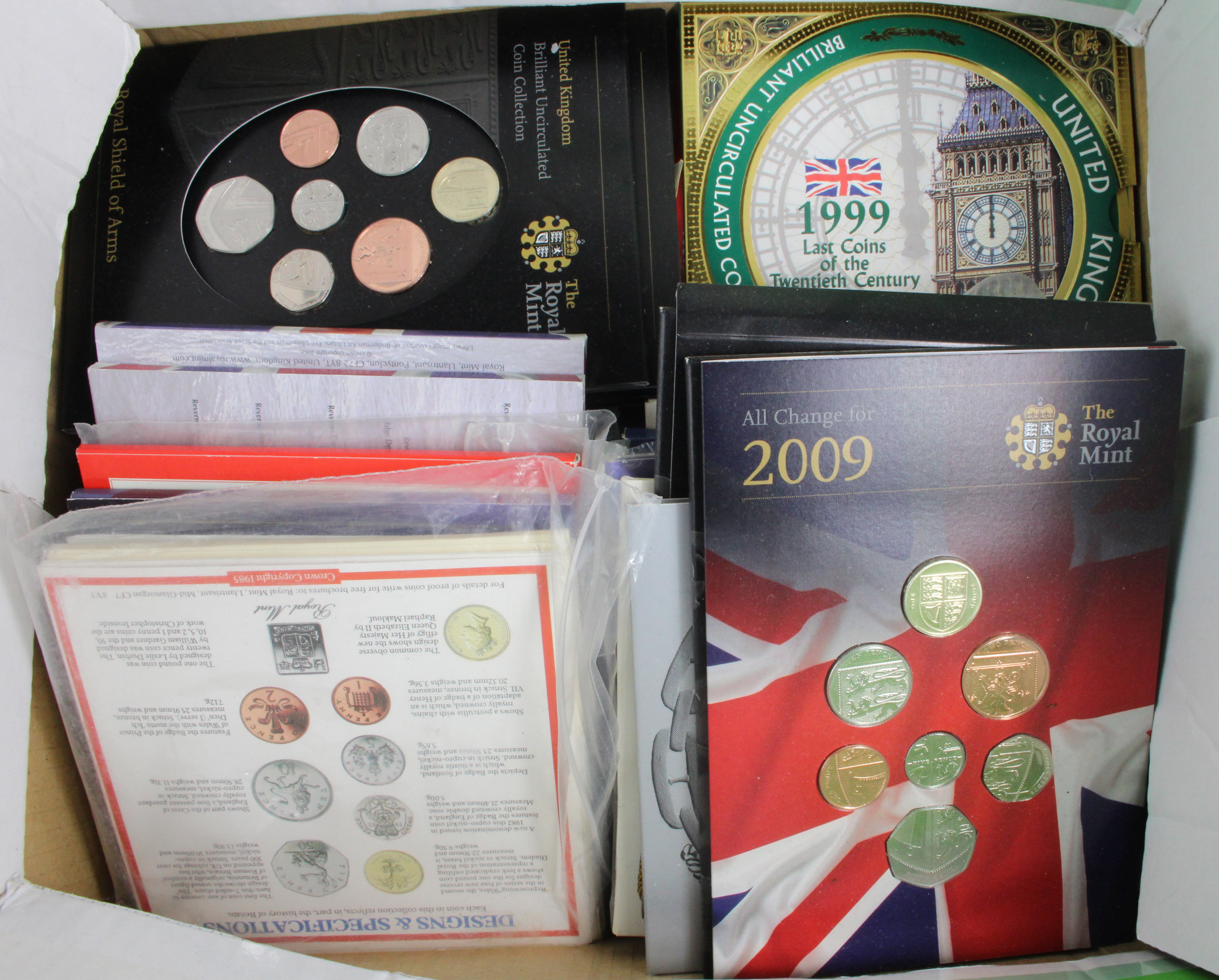 GB Royal Mint Unc Sets (39) 1980s to 2000s.