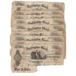 Darlington Bank 5 Pounds (10), issued 1884, for Jonathan Backhouse & Company, all cut cancelled (