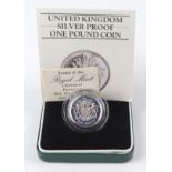 One Pound 1983 Silver Proof piedfort. FDC in the green box of issue with certificate