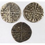 Edward I Pennies (3) Canterbury Mint: S.1392 Class 3f aF, S.1409 Class 10a/b1 EDWARRA F-GF, and S.