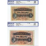 East African Currency Board (2), 5 Shillings dated 1st July 1941, portrait King George VI at left,