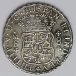 Spanish Mexico silver 8 Reales 1735 Mo MF, KM# 103, VF with heavy water damage obverse (shipwreck