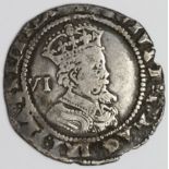 James I silver sixpence, Third Coinage 1619-1625 and dated 1622, mm. obverse not visible, reverse