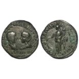 Gordian III and Tranquillina colonial bronze of Thace, Anchialus of c. 25mm., obverse:- Gordian