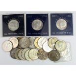USA Kennedy Half Dollars (26) including silver.