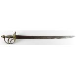 18th Century British Infantry sword with brass hilt, stamped on the guard M Huntington 2/1D.