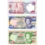 Bermuda (3), 20 Dollars, 10 Dollars & 5 Dollars dated 20th February 1989, the 5 and 10 Dollars