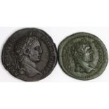 Caracalla Roman colonial bronze of c.25mm., of Nicaea, Bithynia, reverse:- Three military standards,