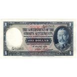 Straits Settlements 1 Dollar dated 1st January 1935, portrait King George V at right, serial H/76