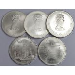 Canada (5) a series of sterling silver $10 coins for the Montreal Olympics 1976, each 1.4453 troy oz