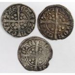 Edward I Pennies (3) Canterbury Mint: S.1392 Class 3f nF, S.1409 Class 10a/b Fine, and S.1409