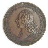 Poland, Commemorative Medal, bronze d.50mm: Stanislaus Lesczynsk medal 1755 by AM.SV., GVF holed