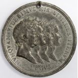 British Commemorative Medal, white metal d.47.5mm: Treaty of Paris 1814, see Eimer 1045, holed (as