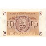 Libya 50 Lire issued by the Military Authority in Tripolitania in 1943, during the British