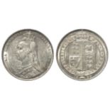 Shilling 1889 large Jubilee Head, Spink 3927 aUnc