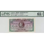 Cyprus 1 Shilling dated 25th August 1947, final date of issue, series D/1 240361, portrait King