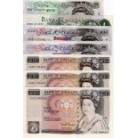 Bank of England (7) Somerset 10 Pounds, Gill 20 Pounds, 10 Pounds (2), 5 Pounds, Kentfield 20