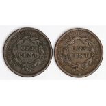 USA Large Cents (2): 1840 and 1842 Fine.