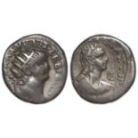 Nero and Poppaea, billon tetradrachm of Alexandria, Egypt, obverse:- Radiate bust, right,