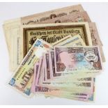 World (53), Russia 5000 Rubles dated 1919 (12), Bangladesh 50 Taka dated 2005 (9), Kuwait 1/4