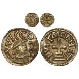 Pale gold Merovingian tremissis, obverse:- Diademed and draped bust, right, legend:- +VVICCOFIT, the