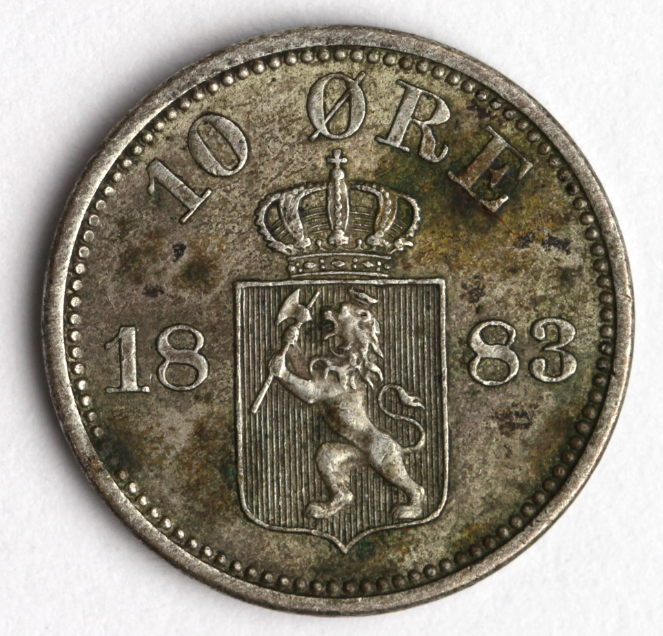 Norway silver 10 Ore 1883, toned aEF - Image 2 of 2