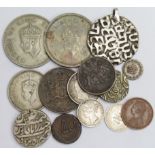 India (14) British and States silver and copper, mixed grade.
