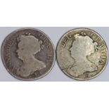 Shillings (2) Queen Anne: 1708 E* below bust, Edinburgh Mint, S.3609 with reversed 'Z' type 1 aVG,