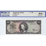 Trinidad & Tobago 10 Dollars dated 1964, signed V.E. Bruce, portrait Queen Elizabeth II at centre,