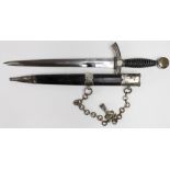 German Luftwaffe 1st pattern chained dagger, with dark toning & minor corrosion sold as seen