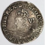 Charles I silver sixpence, Tower Mint under the King 1625-1642, mm. Crown 1635-1636, Group D, Fourth