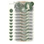 Fforde 1 Pound (10) issued 1967, a consecutively numbered run with original Barclays Bank band,