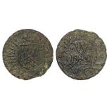 Suffolk, Woodbridge. 17th. century farthing token of Daniell Walker, D.367, flan just clipped by
