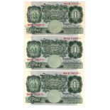 Beale 1 Pound (3) issued 1950, a consecutively numbered run of 3 x notes serial M42B 080833 - M42B