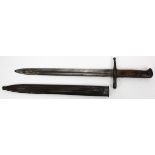 Italian WW1 Model 1891 knife bayonet in the scarcer flinted scabbard. Ricasso marked 'Terni'.